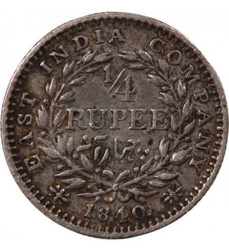 INDE, VICTORIA - 1/4 RUPEE ARGENT 1840