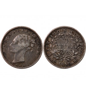 INDE, VICTORIA - 1/4 RUPEE ARGENT 1840 2