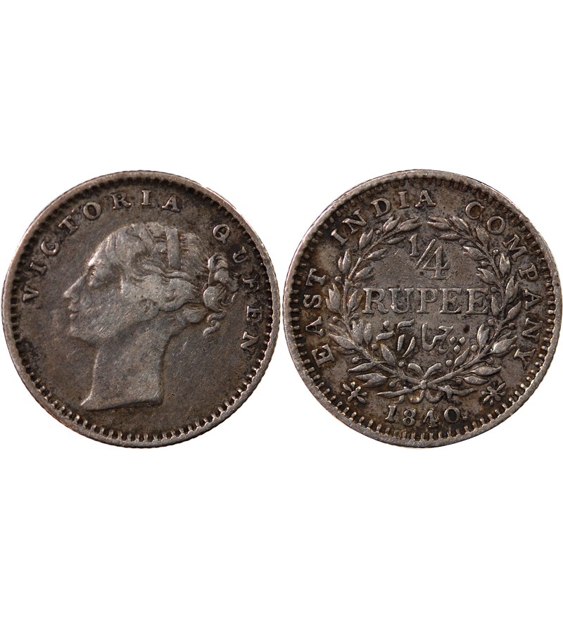 INDE, VICTORIA - 1/4 RUPEE ARGENT 1840