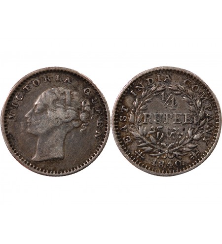 INDE, VICTORIA - 1/4 RUPEE ARGENT 1840