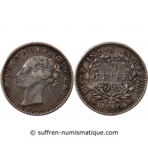 INDE, VICTORIA - 1/4 RUPEE ARGENT 1840