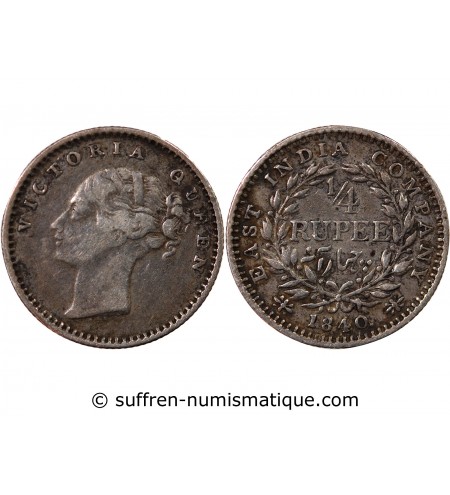INDE, VICTORIA - 1/4 RUPEE ARGENT 1840