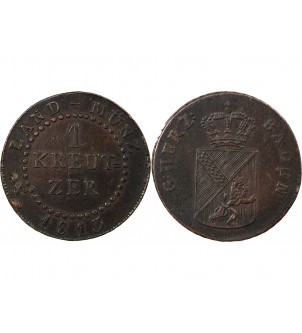 ALLEMAGNE, BADE, KARL LUDWIG FRIEDRICH - 1 KREUTZER 1813 2