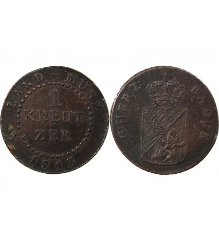 ALLEMAGNE, BADE, KARL LUDWIG FRIEDRICH - 1 KREUTZER 1813