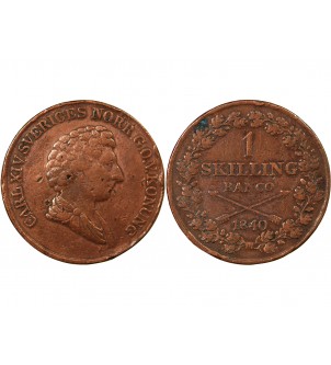 SUÈDE, CARL XIV JOHAN - 1 SKILLING 1820 2