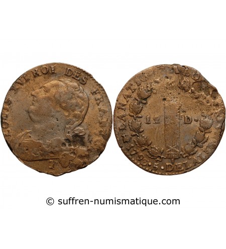 REVOLUTION FRANCAISE, CONSTITUTION - 12 DENIERS ROI DES FRANCOIS 1793 T° SAUMUR