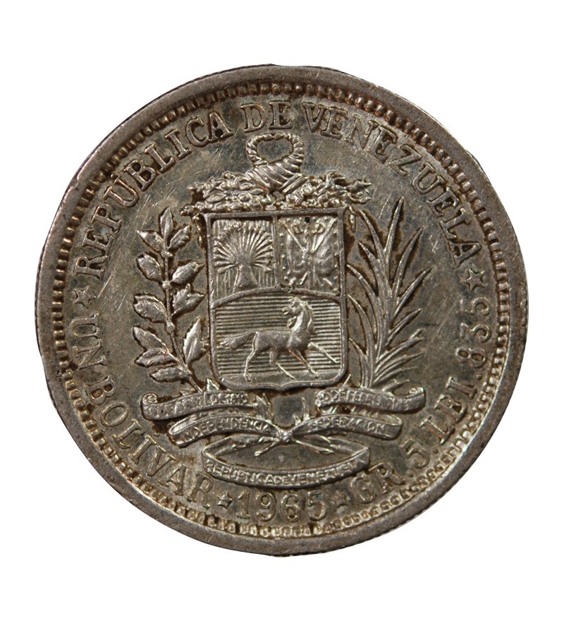 VENEZUELA, SIMON BOLIVAR - 1 BOLIVAR ARGENT 1965