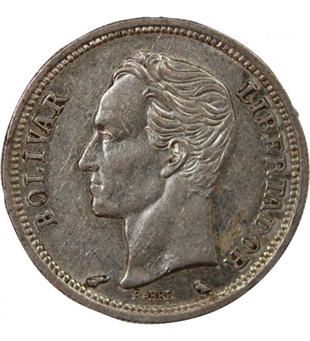 VENEZUELA, SIMON BOLIVAR - 1 BOLIVAR ARGENT 1965