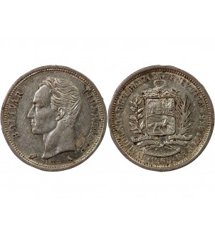 VENEZUELA, SIMON BOLIVAR - 1 BOLIVAR ARGENT 1965 2