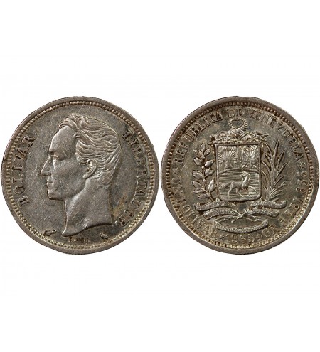 VENEZUELA, SIMON BOLIVAR - 1 BOLIVAR ARGENT 1965