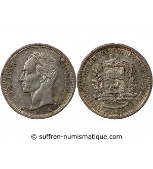 VENEZUELA, SIMON BOLIVAR - 1 BOLIVAR ARGENT 1965