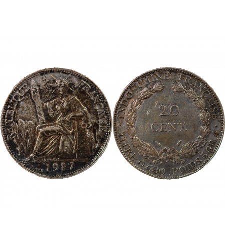 INDOCHINE FRANCAISE - 20 CENTIMES ARGENT 1937