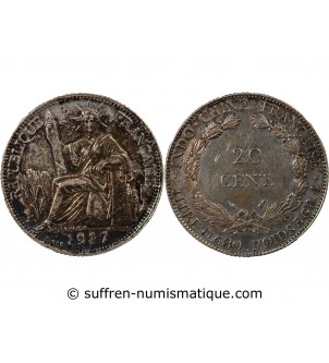 INDOCHINE FRANCAISE - 20 CENTIMES ARGENT 1937