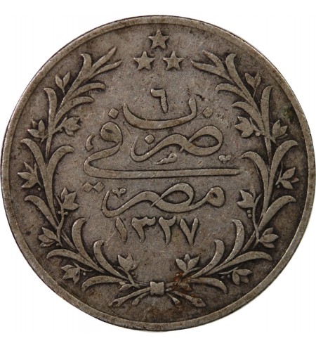 EGYPTE, MUHAMMAD V - 5 QIRSH ARGENT 1327 (1913)