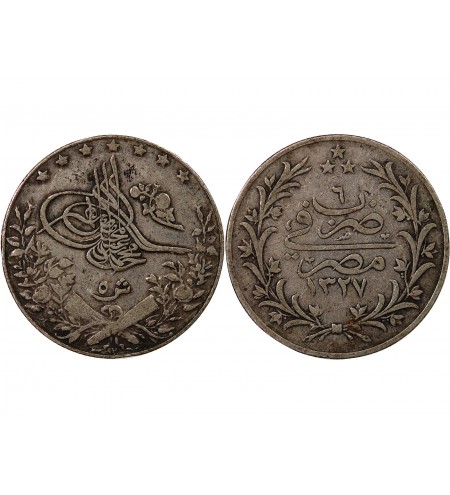 EGYPTE, MUHAMMAD V - 5 QIRSH ARGENT 1327 (1913)