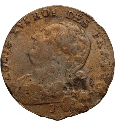 REVOLUTION FRANCAISE, CONSTITUTION - 12 DENIERS ROI DES FRANCOIS 1793 T° SAUMUR