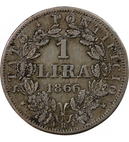 VATICAN, PIE IX - 1 LIRA 1866 R ROME