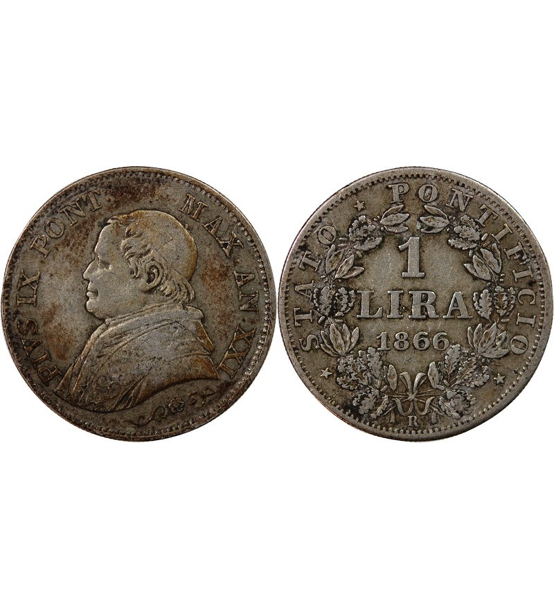 VATICAN, PIE IX - 1 LIRA 1866 R ROME
