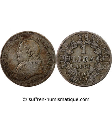 VATICAN, PIE IX - 1 LIRA 1866 R ROME
