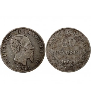 ITALIE, VICTOR EMMANUEL II - 20 CENTESIMI ARGENT 1863 M MILAN 2