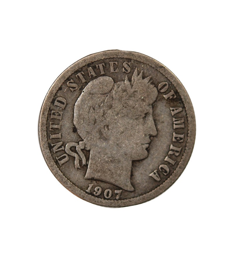 USA - 10 CENTS ARGENT "Barber Dime" 1907 PHILADELPHIE