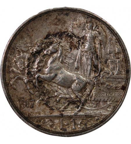 ITALIE, VICTOR-EMMANUEL III - 1 LIRE ARGENT 1917 R ROME