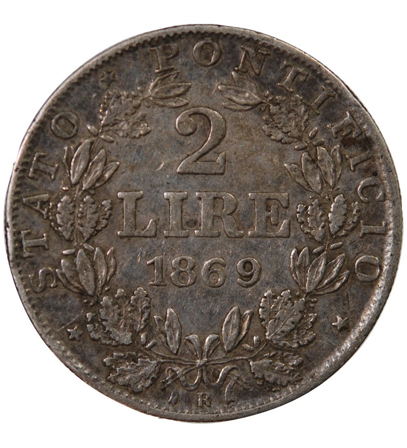 VATICAN, PIE IX - 2 LIRE ARGENT 1869 ROME