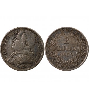 VATICAN, PIE IX - 2 LIRE ARGENT 1869 ROME 2