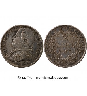 VATICAN, PIE IX - 2 LIRE ARGENT 1869 ROME