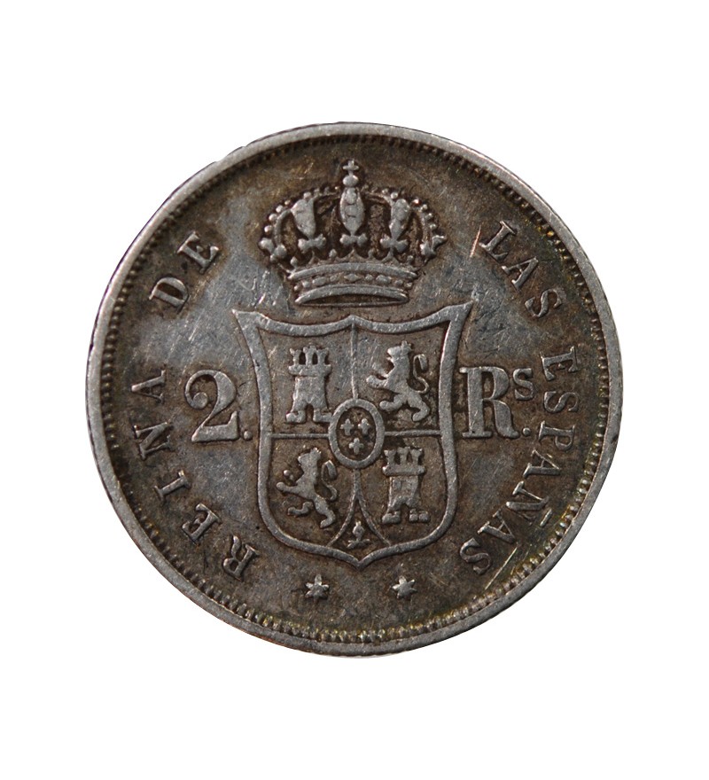 ESPAGNE, ISABELLE II - 2 REALES ARGENT 1852 - 6 pointes sur étoile