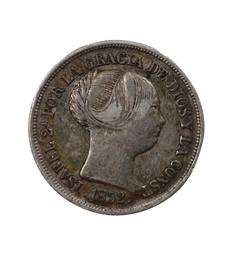 ESPAGNE, ISABELLE II - 2 REALES ARGENT 1852 - 6 pointes sur étoile