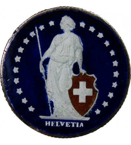 SUISSE, HELVETIA DEBOUT - 1 FRANC ARGENT 1810 COLORISÉ