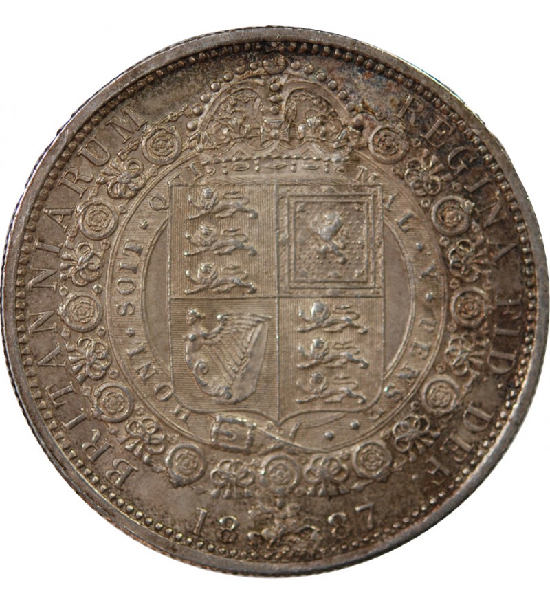 GRANDE-BRETAGNE, VICTORIA - 1/2 CROWN ARGENT 1887