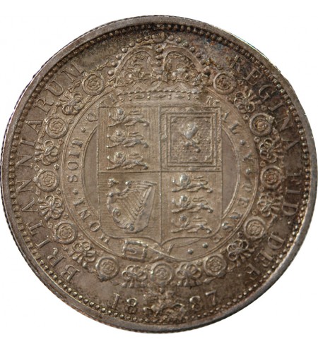 GRANDE-BRETAGNE, VICTORIA - 1/2 CROWN ARGENT 1887
