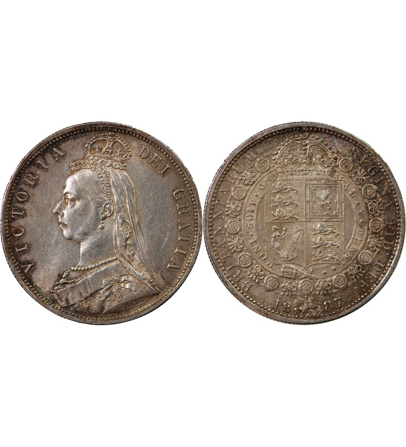 GRANDE-BRETAGNE, VICTORIA - 1/2 CROWN ARGENT 1887
