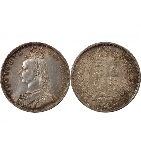 GRANDE-BRETAGNE, VICTORIA - 1/2 CROWN ARGENT 1887