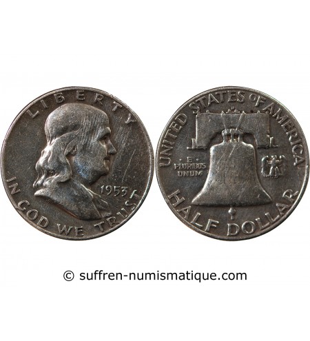 USA, BENJAMIN FRANKLIN - 1/2 DOLLAR ARGENT 1953 DENVER