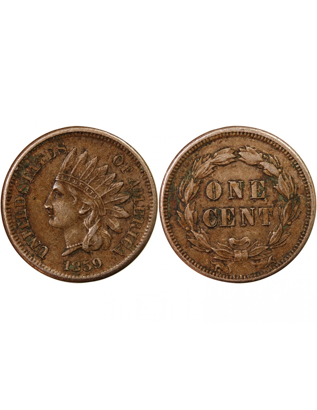 USA - 1 CENT "Indian Head" 1859 PHILADELPHIE, Cupro-nickel , TB+ ...