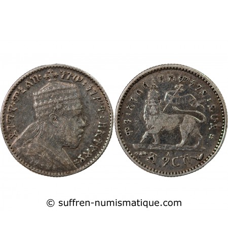 ETHIOPIE, MENELIK II - 1 GERSH ARGENT 1897 / 1903