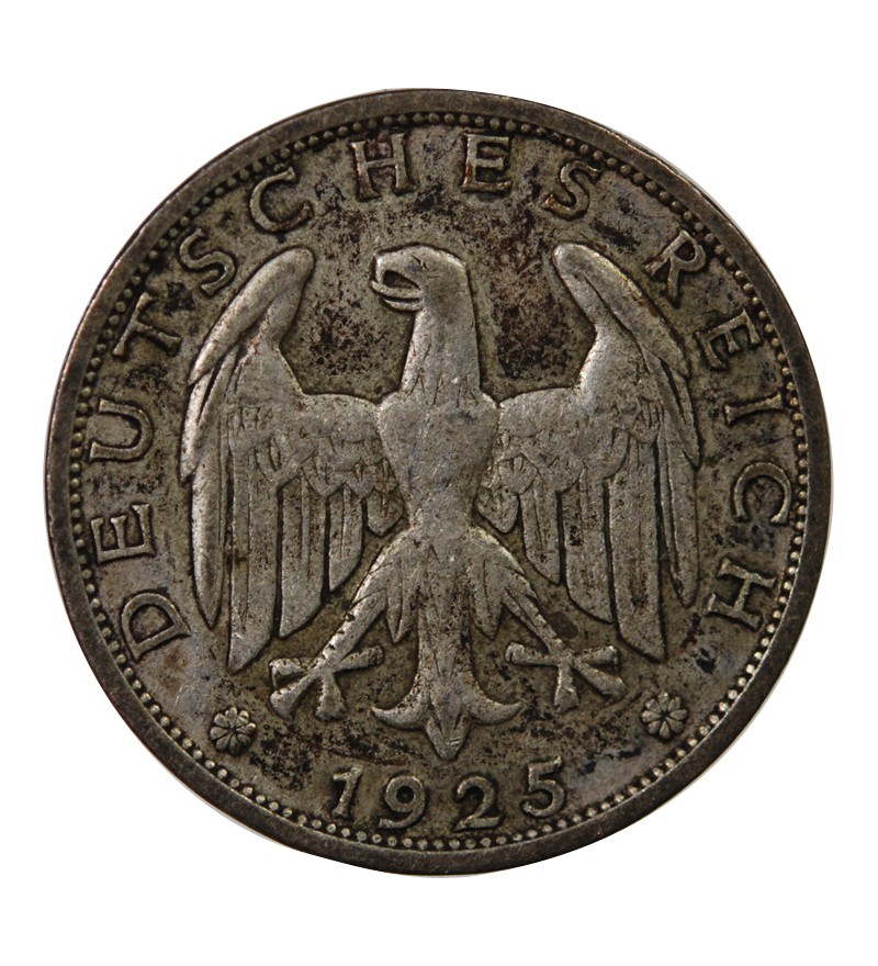 ALLEMAGNE, REPUBLIQUE DE WEIMAR - 1 MARK ARGENT 1925 J HAMBOURG