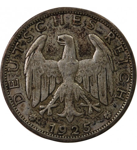 ALLEMAGNE, REPUBLIQUE DE WEIMAR - 1 MARK ARGENT 1925 J HAMBOURG