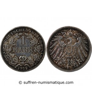 ALLEMAGNE, WILHELM II - 1 MARK ARGENT 1912 A BERLIN