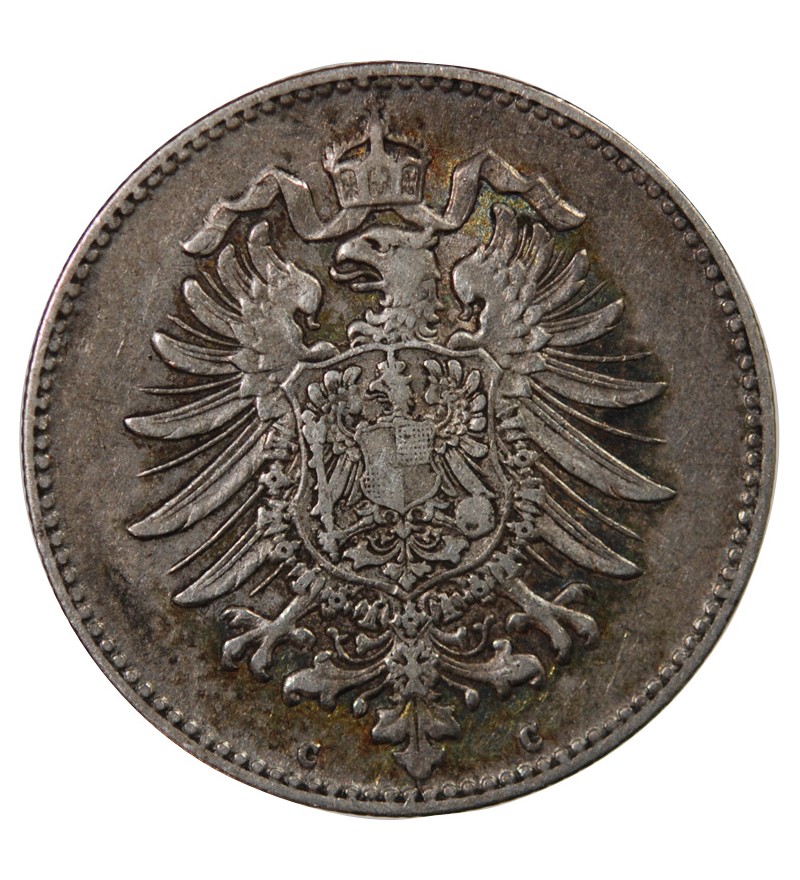 ALLEMAGNE, WILHELM Ier - 1 MARK ARGENT 1875 C FRANCFORT