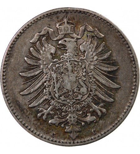 ALLEMAGNE, WILHELM Ier - 1 MARK ARGENT 1875 C FRANCFORT