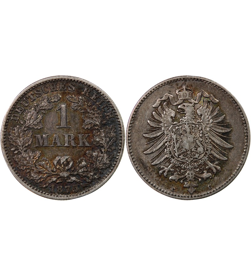 ALLEMAGNE, WILHELM Ier - 1 MARK ARGENT 1875 C FRANCFORT