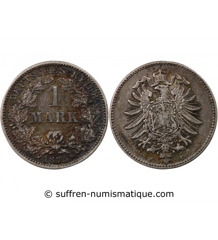 ALLEMAGNE, WILHELM Ier - 1 MARK ARGENT 1875 C FRANCFORT