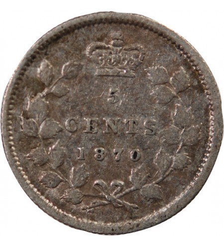 CANADA, VICTORIA - 5 CENTS ARGENT 1870