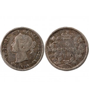 CANADA, VICTORIA - 5 CENTS ARGENT 1870 2