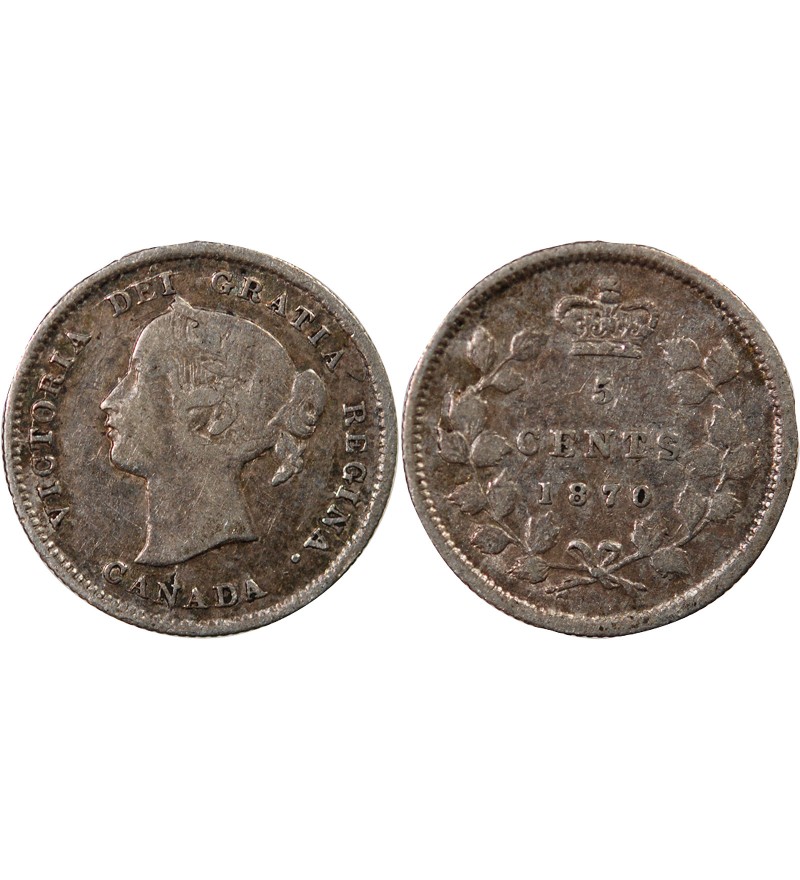 CANADA, VICTORIA - 5 CENTS ARGENT 1870