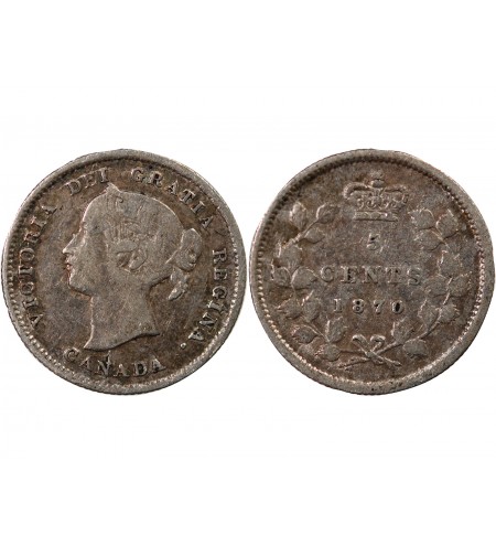 CANADA, VICTORIA - 5 CENTS ARGENT 1870